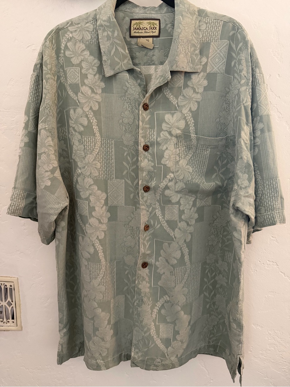 Jamaica Jaxx Men's Sage Green Hawaiian Camp Shirt
